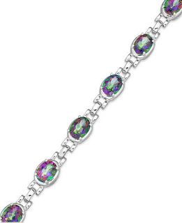 Sterling Silver Mystic Topaz Oval Link Bracelet (14 9/10 ct. t.w.)   Bracelets   Jewelry & Watches