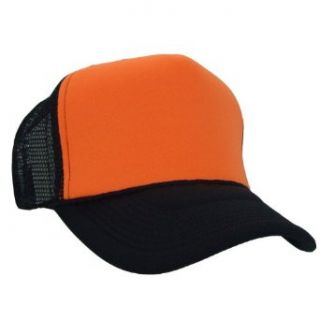 Industrial Trucker Mesh Caps Plain Baseball Hat Neon Tone One Size Neon Orange/Black: Clothing