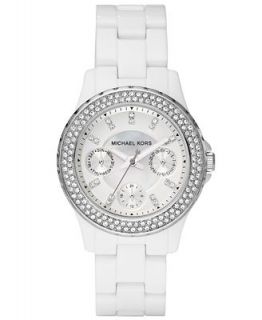 Michael Kors Womens Madison White Acetate Bracelet Watch 33mm MK5458   Watches   Jewelry & Watches