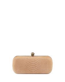 House of Harlow Wynn Snake Embossed Clutch, Stone