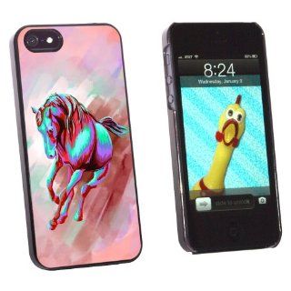 Graphics and More Horse Running Abstract Red Blue   Painterly Expressionism   Snap On Hard Protective Case for Apple iPhone 5/5s   Non Retail Packaging   Black: Cell Phones & Accessories