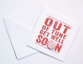'out of tune' get well soon card by hello geronimo
