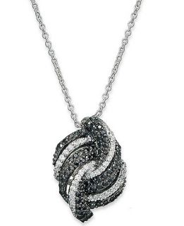Wrapped in Love Sterling Silver Necklace, Black and White Diamond Pendant (3/4 ct. t.w.)   Necklaces   Jewelry & Watches