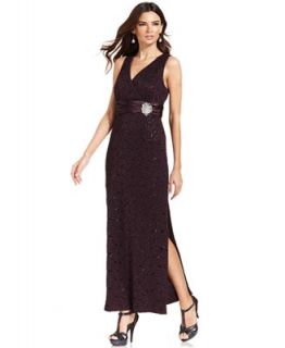 R&M Richards Sleeveless Glitter Lace Gown   Dresses   Women