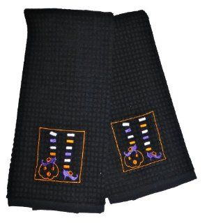 Black Halloween Towels Witch Stocking Legs (Set of 2 Towels)   Kitchen Linen Sets