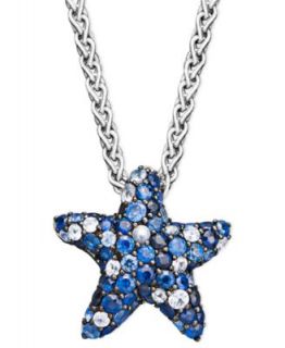 Diamond Necklace, 14k White Gold Black Diamond (1/5 ct. t.w.) and White Diamond Accent Starfish Pendant   Necklaces   Jewelry & Watches