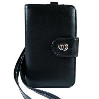 CoverON BLACK Faux LEATHER SNAP WALLET Cover case with BLACK STRAP For APPLE IPOD TOUCH 2 [WCC131] Cell Phones & Accessories