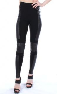 Withmoons L230 Zipper Leg Hem Faux Leather Patch Leggings at  Womens Clothing store