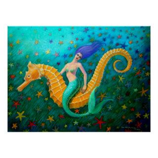 Mermaid's Ride  Magical Seahorse Poster