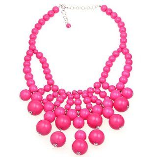 WIIPU HUGE hot pink acrylic beads links Necklace Bubblegum Bauble Bib necklace(WIIPU A122): Y Shaped Necklaces: Jewelry