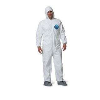 DuPont TY122S Disposable Elastic Wrist, Bootie & Hood White Tyvek Coverall Suit 1414, Size Medium, Sold by the Each: Painting Coveralls: Industrial & Scientific
