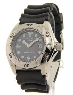 Pulsar By Seiko Divers 200m SOLAR powered Sports Watch Black Rubber Strap Date Watch PUA119: Watches