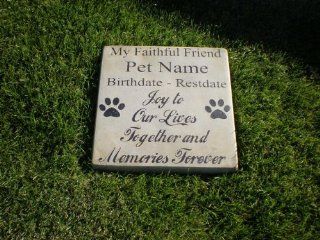 Personalized Engraved Pet Memorial Step Stone 11" Diameter 'My Faithful Friend'   Outdoor Decorative Stones