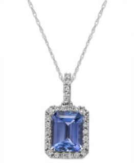 14k White Gold and Rose Gold Necklace, Tanzanite (1 3/4 ct. t.w.) and Diamond (1/3 ct. t.w.) Two Tone Oval Pendant   Necklaces   Jewelry & Watches