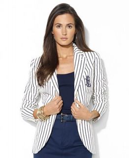 Lauren Ralph Lauren Petite Jacket, Striped Embroidered Linen   Jackets & Blazers   Women