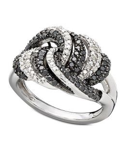 Wrapped in Love Diamond Ring, Sterling Silver Black and White Diamond Knot Ring (3/4 ct. t.w.)   Rings   Jewelry & Watches