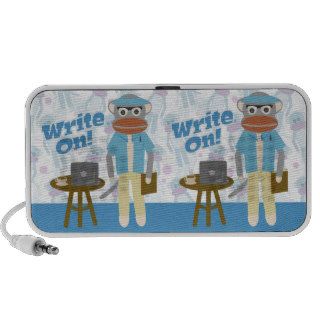 Write On Writer Sock Monkey iPod Speakers