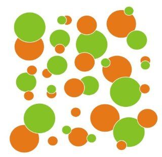set of 106 Orange and Lime Green polka dots Vinyl wall lettering stickers quotes and sayings home art decor kit peel stick mural graphic appliques decal   Wall Banners
