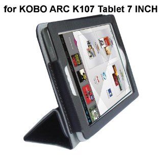 Kobo Arc K107 (7 Inch) Tablet Custom Fit Portfolio Leather Case Cover with Built In Stand  Black: Computers & Accessories