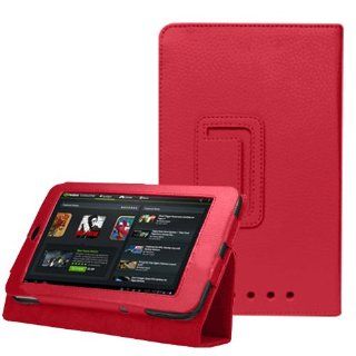 SlickBlue Smart PU Leather Kick Stand Magnetic Flip Folio Case Cover With Sleep Wake Function For Google Nexus 7 Case   RED Electronics