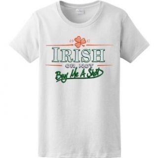 WOMENS T SHIRT : PINK   SMALL   Irish or Not   Buy Me A Shot   Funny St Patricks Day: Clothing