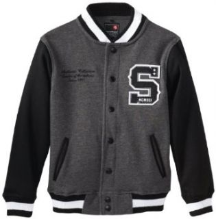 Southpole   Kids Boys 8 20 Baseball Fleece Jacket In Varsity Sports Style, Black, Small Fleece Outerwear Jackets Clothing