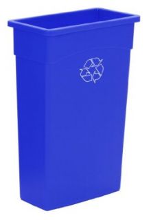 Continental 8322 1 23 Gallon Wall Hugger LLDPE Recycling Receptacle, Rectangular, Blue: Industrial & Scientific