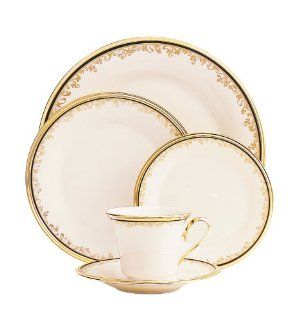 Lenox Eclipse Gold Banded Ivory China 20 Piece Dinnerware Set, Service for 4: Kitchen & Dining