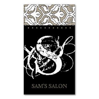 Beauty Business Card Retro Damask Beige