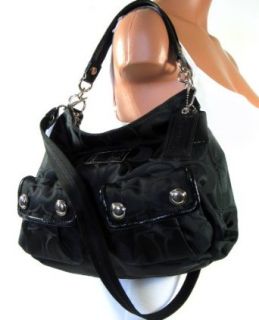 Coach Op Art Sateen Pocket Shoulder Bag Purse 14570 Black: Hobo Handbags: Clothing