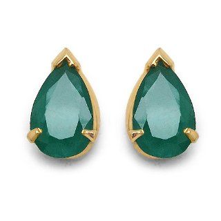 2.58 Carat Genuine Emerald 18K Yellow Gold Earrings: Jewelry