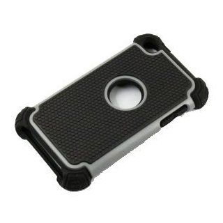 HJX Gray 3in1 Triple layer Hybrid Rugged Rubber Matte Hard Soft Gel Case Cover for Apple iPod Touch 4 / iTouch 4th Generation: Cell Phones & Accessories