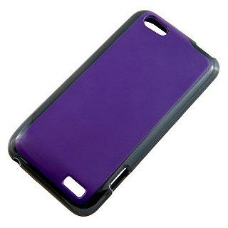 Hybrid TPU Skin Cover for HTC One V, Black/Purple: Cell Phones & Accessories