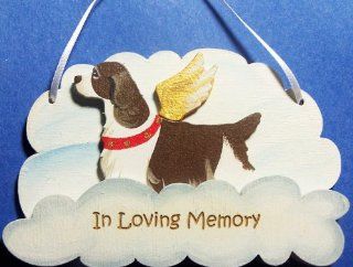 Liver English Springer Spaniel Memorial Cloud Wooden Handpainted 3 dimensional Dog Ornament, USA Made.   Decorative Hanging Ornaments