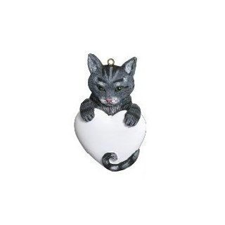 8281 Tabby Cat Gray Hand Personalized Christmas Ornament  