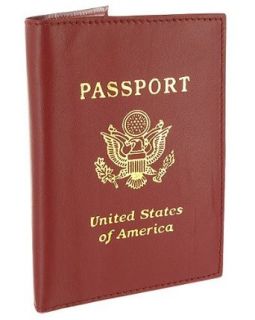 Leather Cover Passport Holder Travel Red Wallet with Logo at  Mens Clothing store: