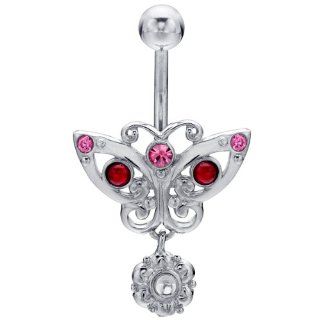 Butterfly Gemstone Belly Button Ring: Body Piercing Rings: Jewelry