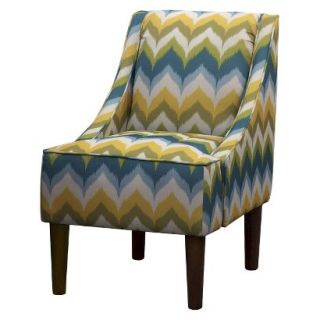 Skyline Upholstered Chair: Mid Century Modern Swoop Chair   Zig Zag Green