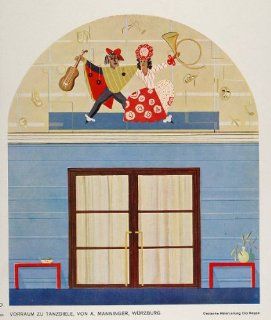 1932 Art Deco Dance Hall Door Wallpaper Decor Print   Original Color Print: Home & Kitchen