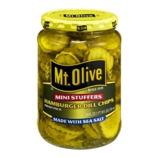 Mt. Olive Mini Stuffers Hamburger Dill Chips, 24 FZ (Pack of 12) : Dill Pickles : Grocery & Gourmet Food