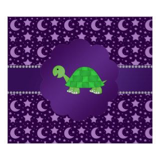 Cute baby turtle purple stars and moons print