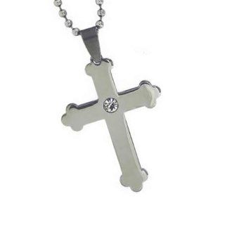 Christian Unisex Stainless Steel Abstinence Cubic Zirconium Crystal Cross Chastity Necklace on a 18" Ball Chain   Purity Necklace, Mens Cross Necklace, Womens Cross Necklace, Guys Cross Necklace, Girls Cross Necklace, Boys Cross Necklace: Jewelry