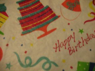 Happy Birthday Tablecloth Vinyl Flannel Backed 52 " X 90 "  