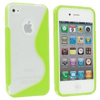 Electromaster S Line TPU Rubber Skin Case Cover for Apple iPhone 4/4S/4G   AT&T Verizon Sprint   Neon Green/Clear Cell Phones & Accessories