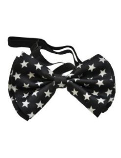 Necktie Bow Tie Black W White Stars Halloween Costume   1 size: Clothing