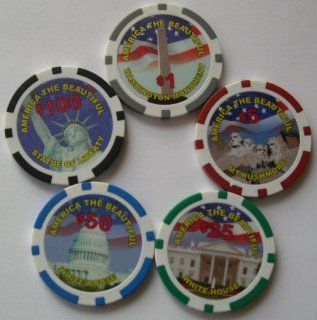 Texas Hold'em 500 pc "National Monument" Royal Flush 11.5g Clay Composite Poker Chip Set: Sports & Outdoors