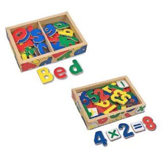 Melissa & Doug   2 Piece Magnetic Wooden Alphabet and Numbers: Toys & Games