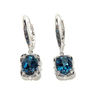 Victoria Wieck 3.25ct London Blue Topaz and Blue Diamond Earrings