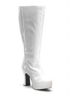 White Wide Width Chunky Heel Platform Gogo Boots   10: Wide Booties: Shoes
