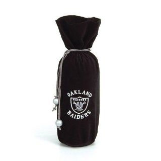 14" NFL Oakland Raiders Velvet Wine Bottle Drawstring Bag: Kitchen & Dining